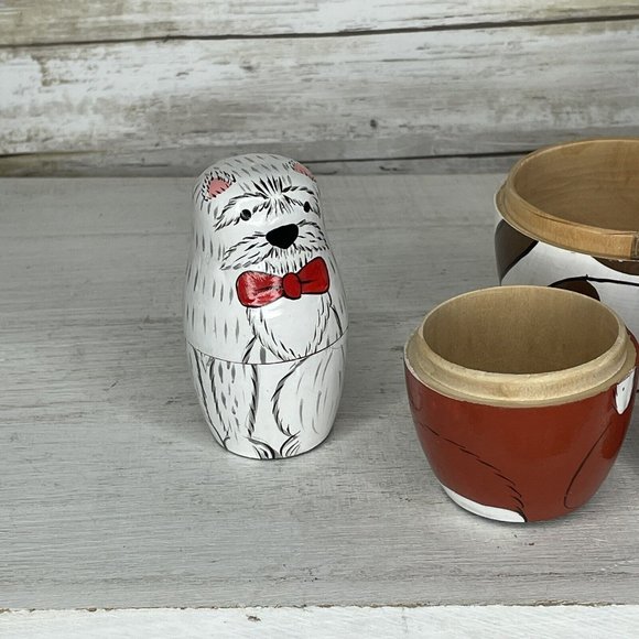 Bits And Pieces Dog & Bone Wood Nesting Dolls Stacking Doll Set Home Decor VGC - Picture 3 of 7